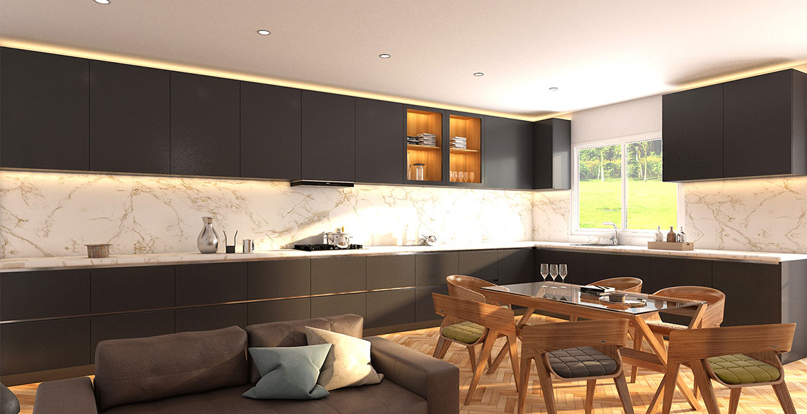 Elegant kitchen design in minimalist style