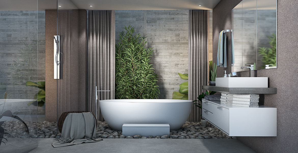 Lavish modern bathroom design render