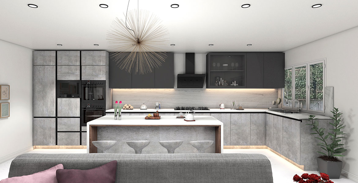 Luxurious kitchen design render