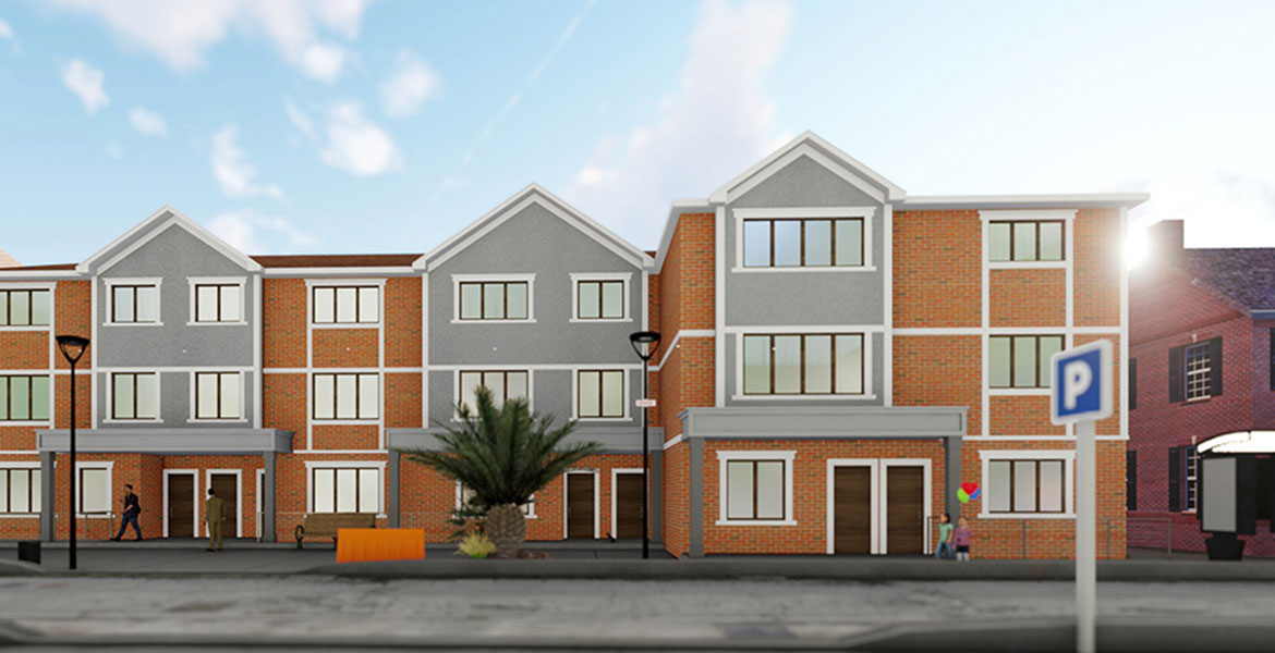Residential apartments exterior render with a touch of elevation