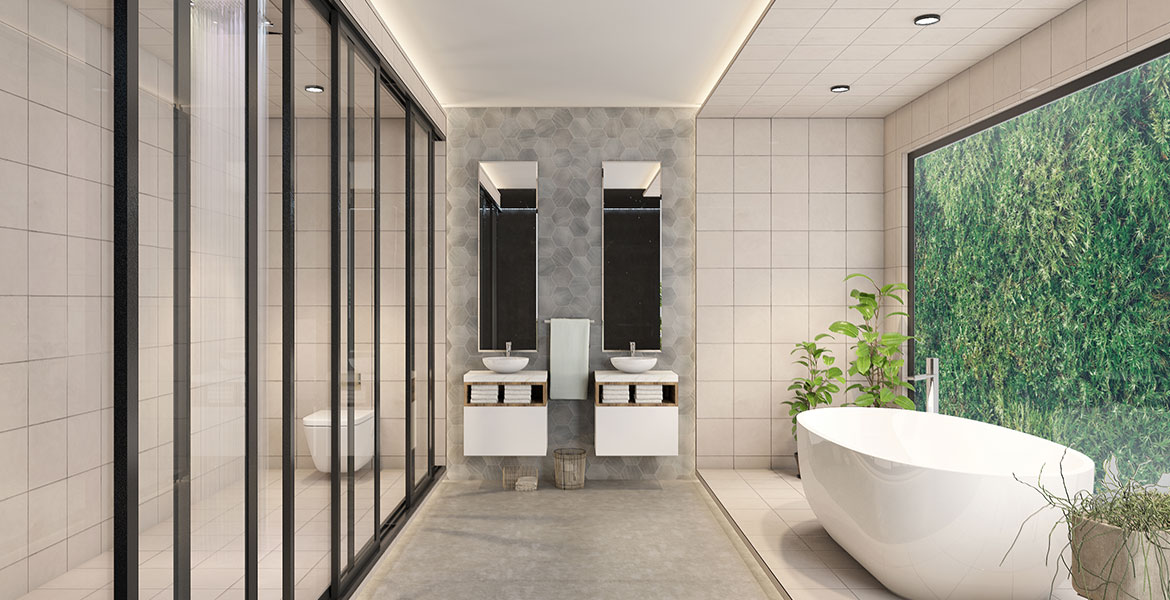 Timeless bathroom design render